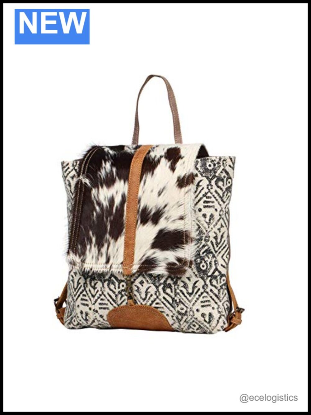 Cow Print Canvas Leather Purse Women Western Top-Handle Bag